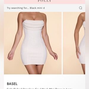 Oh polly white strapless beaded dress